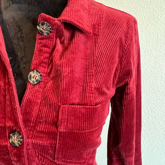 Zara TRF Burgundy Corduroy Button Up Dress - Picture 3 of 8